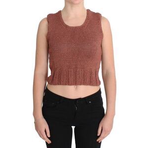 PINK MEMORIES Knit Sleeveless Cropped Top Women Red Sweaters